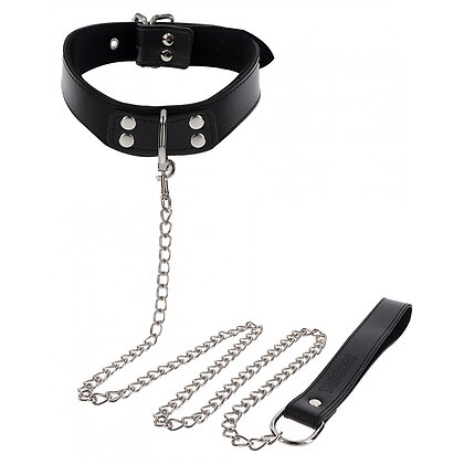 Elegant Collar and Chain Leash Negru