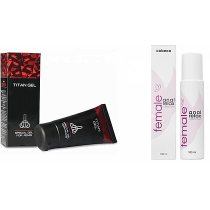 Pachet Crema Marirea Penisului Titan Gel Original 50ml + Lubrifiant Anal Female Cobeco Relax 120ml